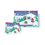 A Holiday Gift Box and a Holiday Gift Card each with a snowy landscape and General Mills characters.